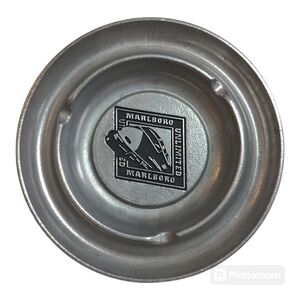 Vtg Marlboro Unlimited Metal Ashtray 1990s Train Rustic Tobacciana Collectible